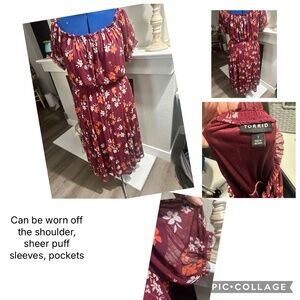 Torrid burgundy floral dress